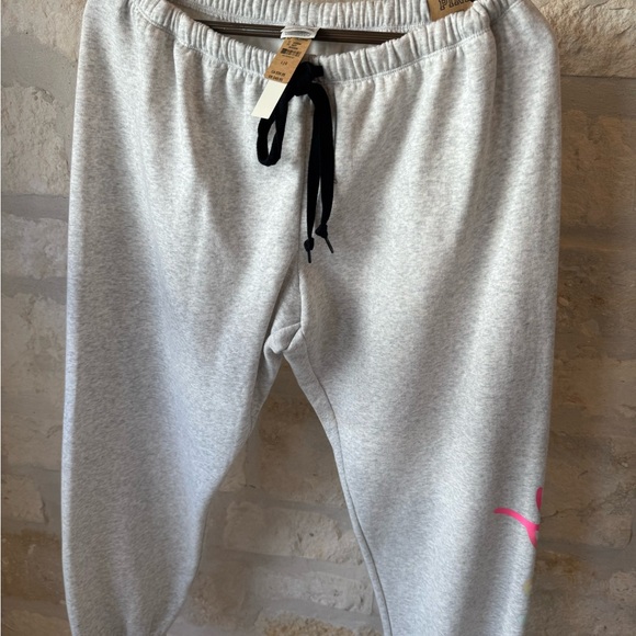 PINK Victoria's Secret Pants - PINK Victoria's Secret Light Gray Joggers with Pink Accent